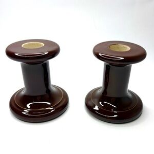 Vintage Mid-Century Royal Doulton Brown Candlestick Holders, Autumnal Cosy 3.5”